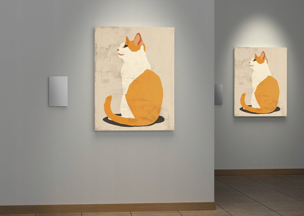 Obraz na płótnie "Geometryczny Kot w Abstrakcji" 90x120 cm