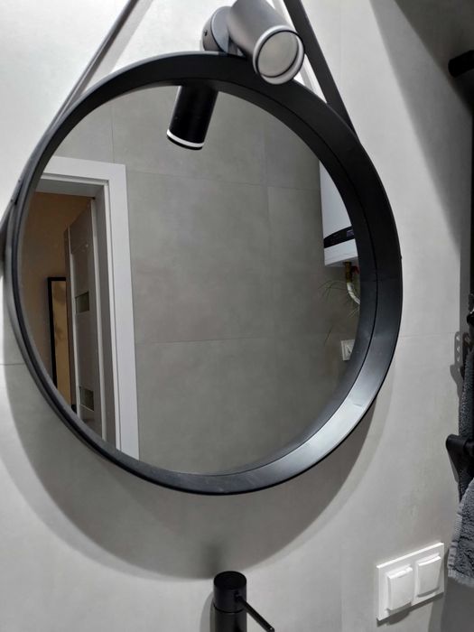 Lustro okrągłe 50 cm czarna rama