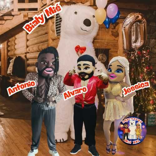 Biały Miś Tancerz Striptizer Alvaro lalka Jessica  – Żywa Maskotka