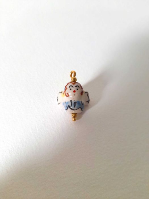 Pendente para Colar Anjo de Cerâmica e Aço Inoxidável Dourado
