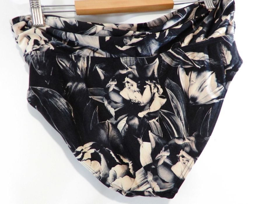 Strój kąpielowy figi od stroju bikini wysoki stan czarny kwiaty 38 M