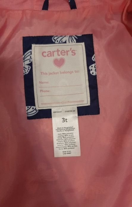 Куртка вітровка для дівчинки Carters 98р