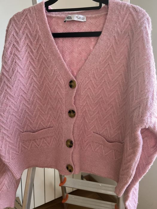Casaco de malha rosa Zara