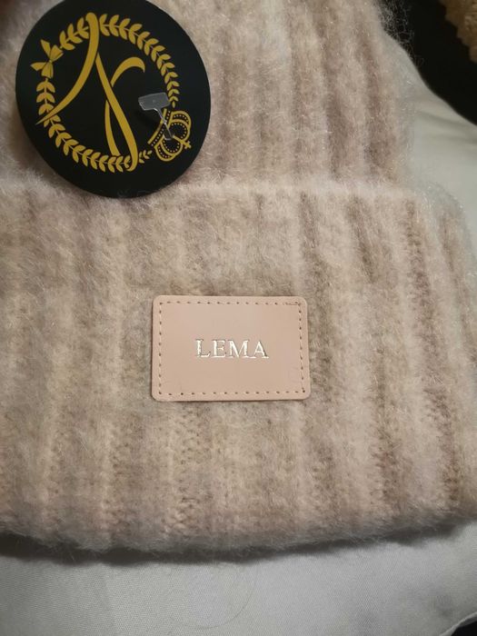 Czapka komin komplet z wełną Lema