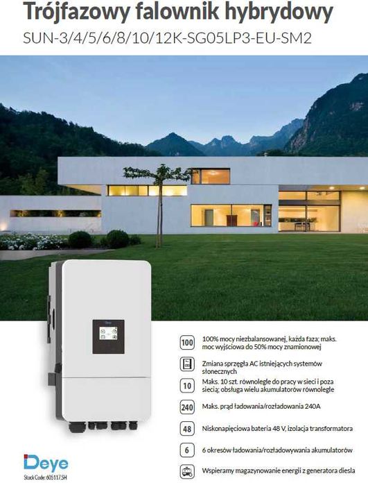 Falownik Inwerter Hybrydowy DEYE SUN-12K-SG05LP3-EU-SM2 LV (12kW)