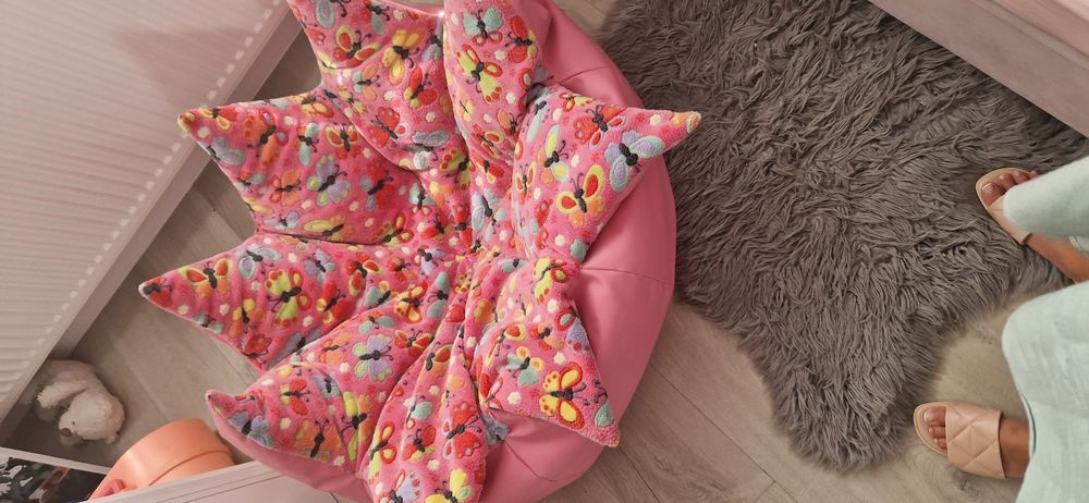 Pufa,worek, sako dla dziecka różowy,kwiaty,Agata