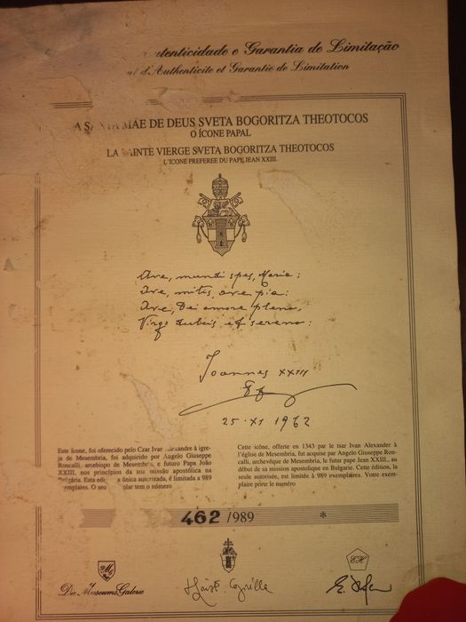 Ícone Bizantino da Virgem Maria Edição Limitada Certificada