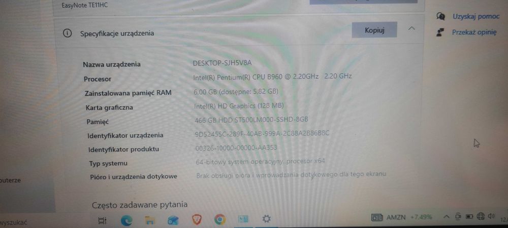Laptom Acer Model E1-351GB9604G50Maks