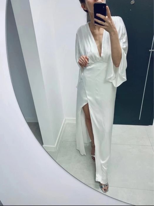 satynowa sukienka maxi 46 3 xl  asos luxe wiskoza kimono