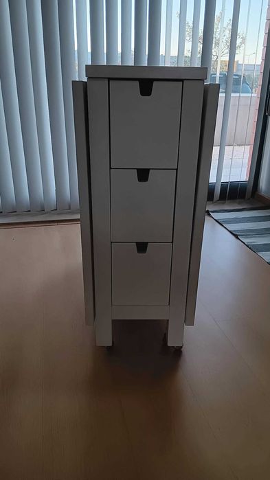Mesa IKEA NORDEN branca extensível – 6 gavetas e rodas – 152 × 80 cm