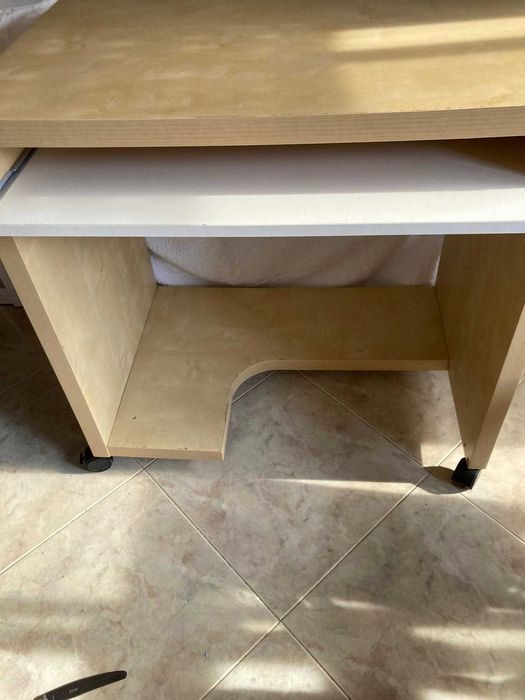 Light Brown Secretary Desk with Storage Compartments and Drawer64552975364865120