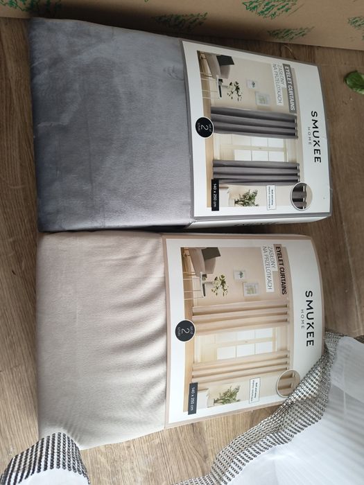 Zasłony welurowe beżowe i szare