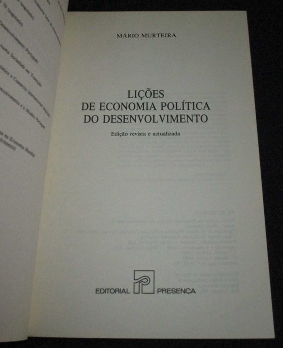 Livro Lições de Economia Política do Desenvolvimento Mário Murteira