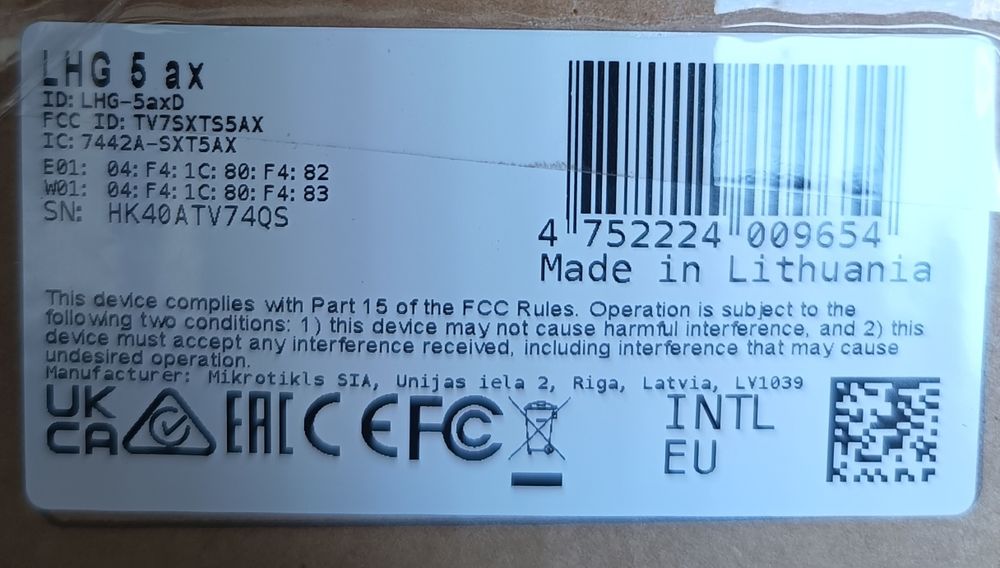 Точка доступу Wi-Fi Mikrotik LHG