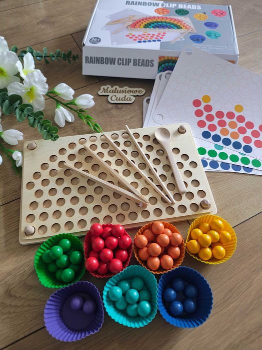 Drewniana gra logiczna Montessori koraliki kulki
