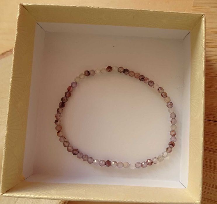 Bransoletka Ametyst z kakoksenitem Kamienie naturalne Rękodzieło