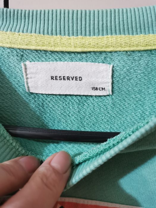 Bluza chłopiec wciągana przez głowę 158 Reserved miętowa oversize liść