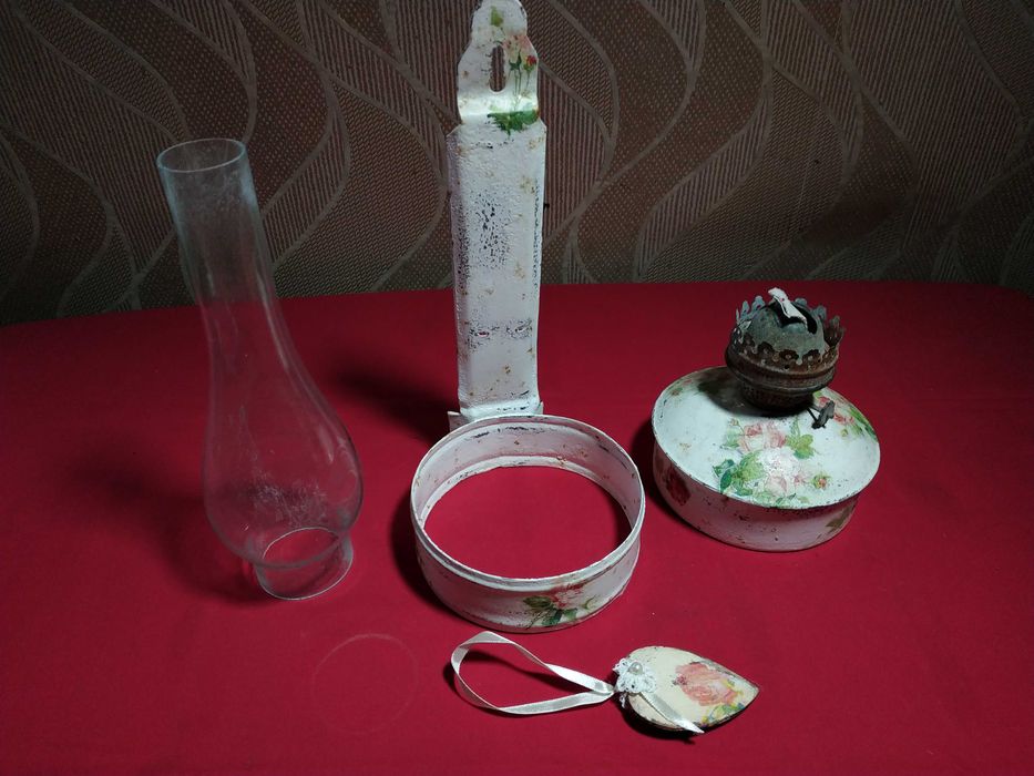 Керосиновая лампа. декупаж и металлическая советская + фитиль 1 метр.