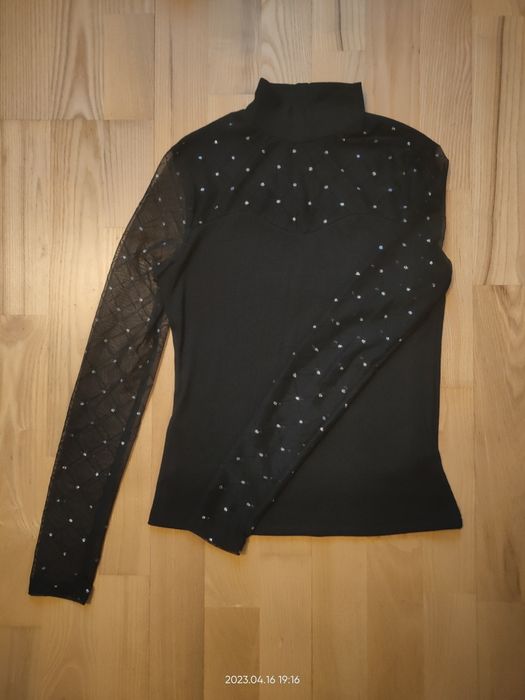 Czarny półgolf siateczka połysk Shein XS S