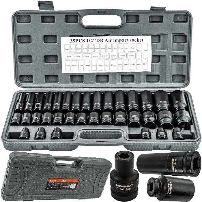 nasadki udarowe hex 1/2 cr-v 35szt 38mm 78mm PM-ZNU-832T