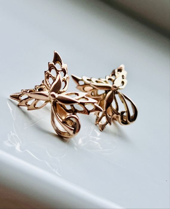 Золотые серьги СССР,кленовые листья. Золоті сережки