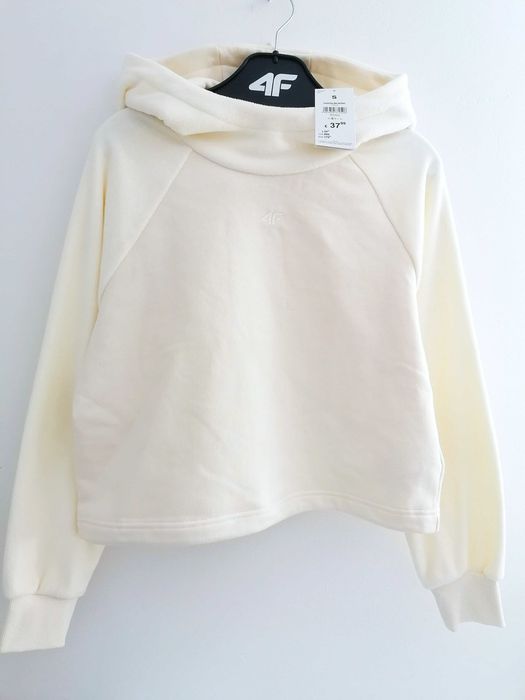 4F Nowa bluza S/36 beżowa kurtka bluzka z kapturem ciepła polar