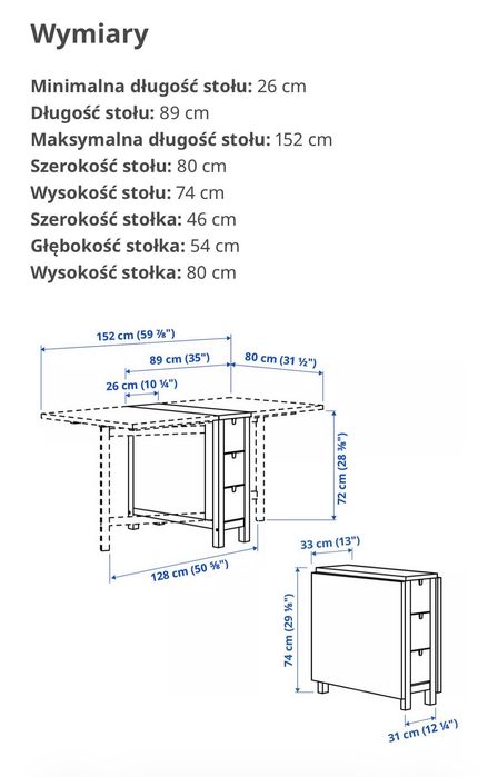 Stół rozkładany biały IKEA Norden