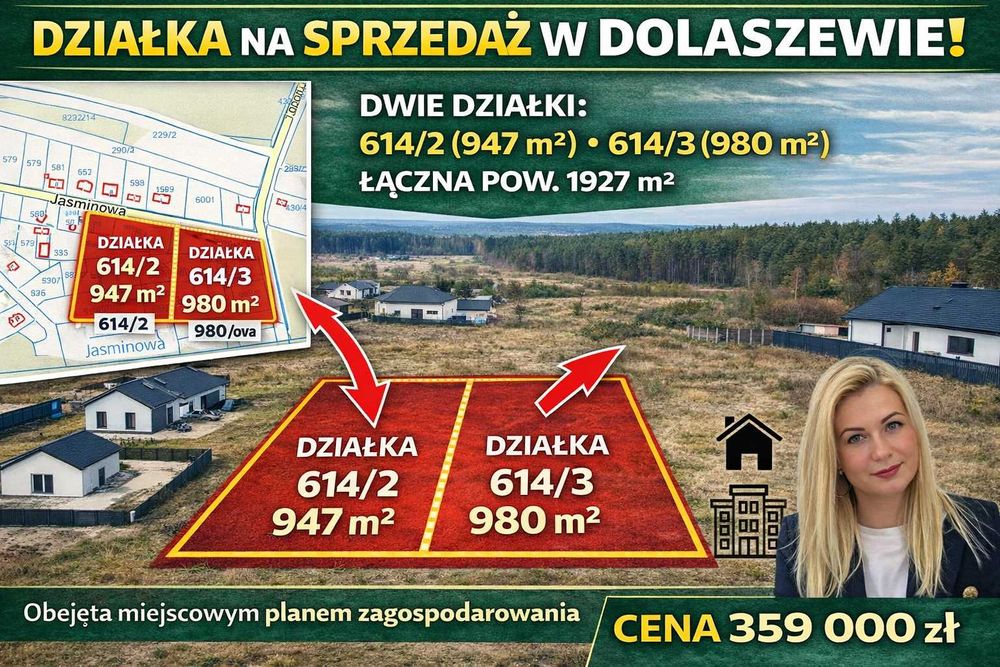 Atrakcyjna działka na sprzedaż/ Dolaszewo