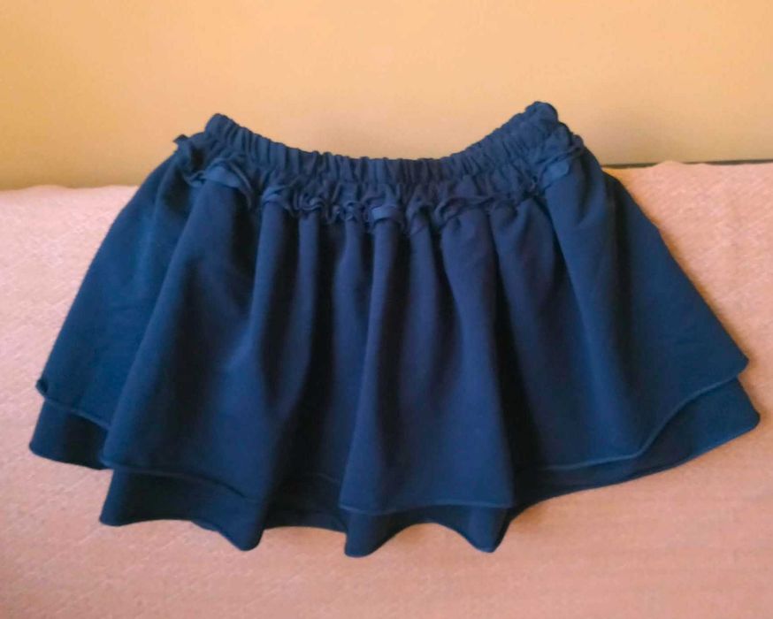 mini spódnica granatowa 40/42 MEG L/XL marszczona w pasie