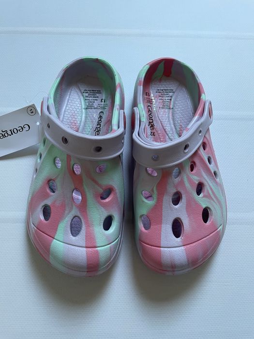 32 George kolorowe klapki sandały tie die tęczowe rainbow gumowe UK