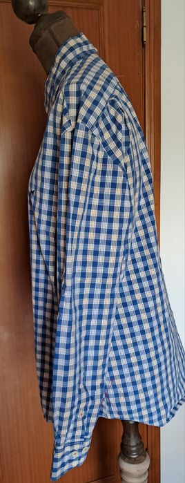 Camisa Homem Sacoor Brothers Tam. M – Padrão Xadrez Azul e Castanho / Amarelo