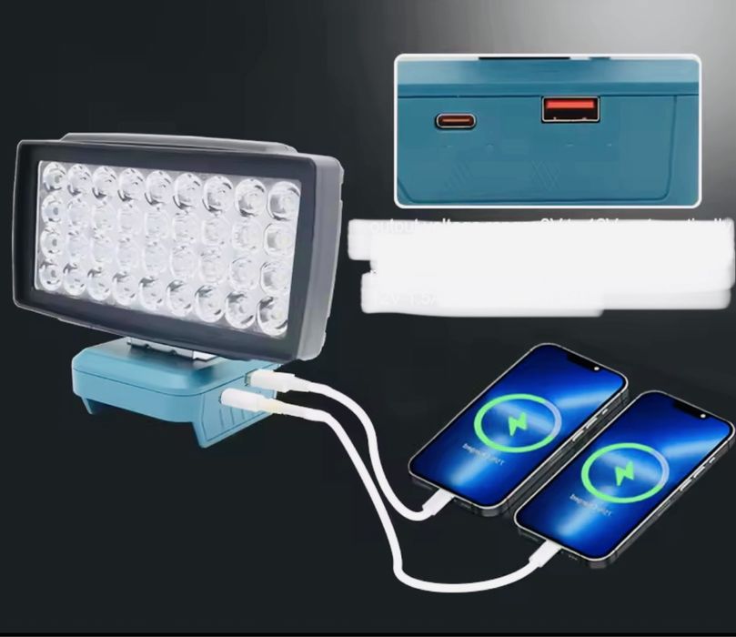 36-світлодіодний робочий ліхтар- прожектор Для Bosch і 2usb павербанк