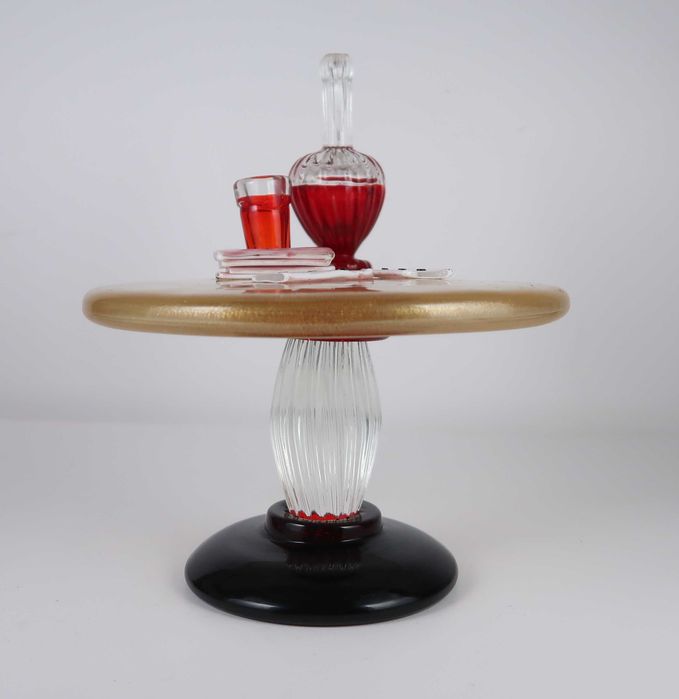 Mesa de jogos decorativa em vidro de Murano