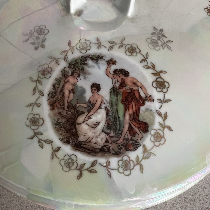 Немецкий фарфор Henneberg (GDR) 1777 — супница с тарелкой, винтаж