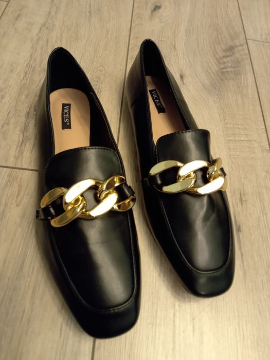 Eleganckie buty, półbuty, mokasyny damskie. 40. Czarne
