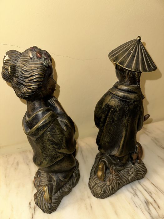 Par de Estatuetas Orientais Decorativas – Estilo Zen