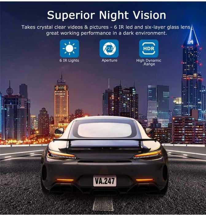 Câmara de vídeo para carro (Dash camera)1080P Full HD