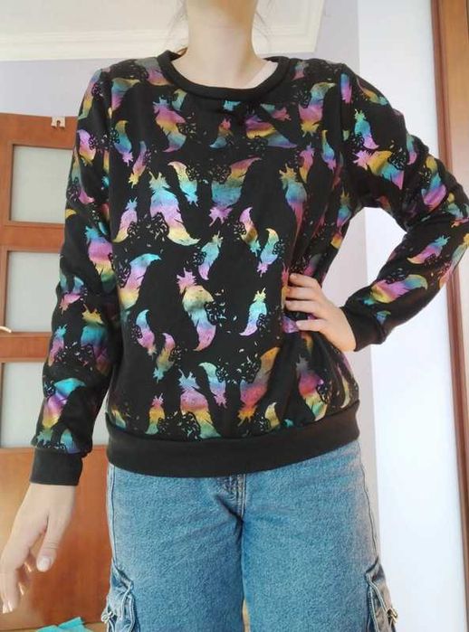 Bluza tęczowa metaliczna  kawaii harajuku rozmiar M