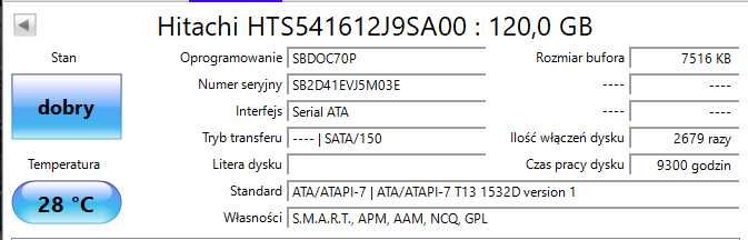 Hitachi HTS541612J9SA00 120GB 2,5" SATA