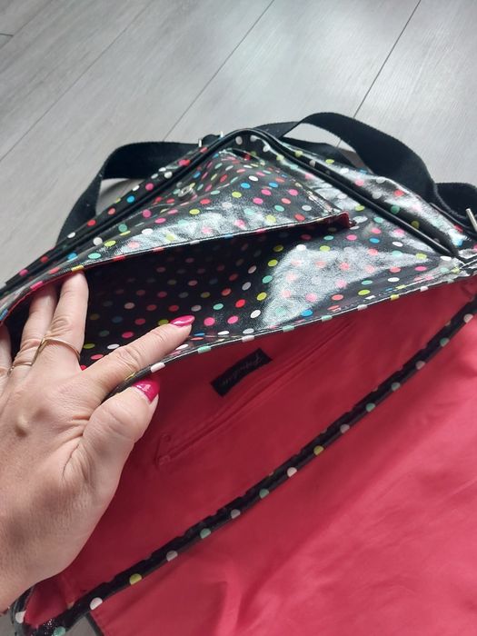 Nowa torba teczka Paperchase czarna w grochy kropki duża.