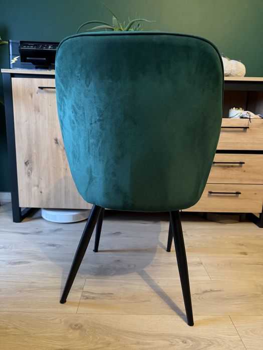 Krzesło butelkowa zieleń tapicerowane welurowe liza