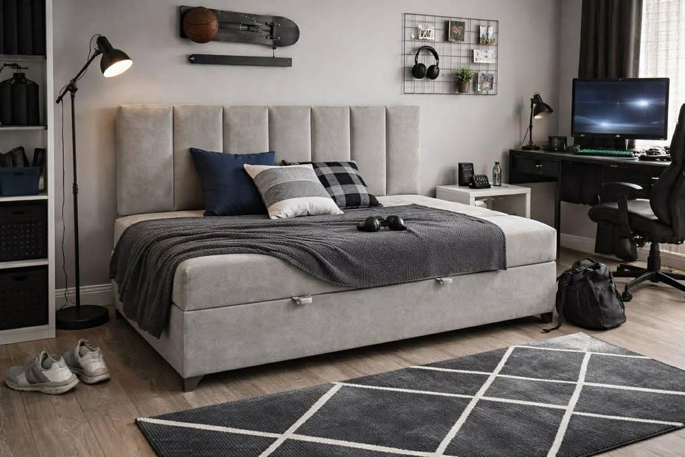 Tapczan łóżko młodzieżowe z pojemnikiem na pościel