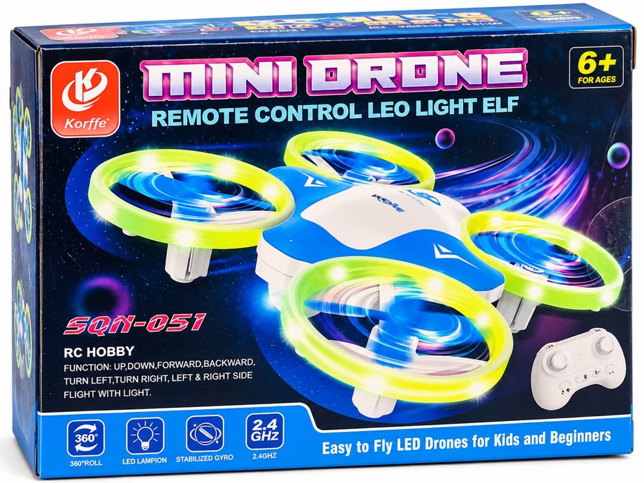 Mini Drone Korffe SQN-051 com Luzes LED e Controlo Remoto -NOVO