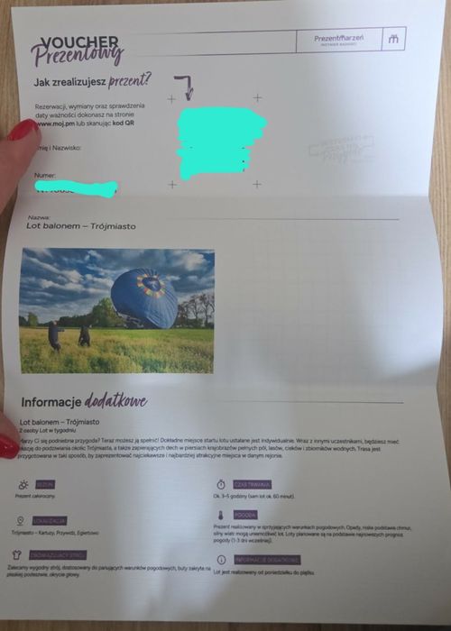 Voucher na lot Balonem Trójmiasto