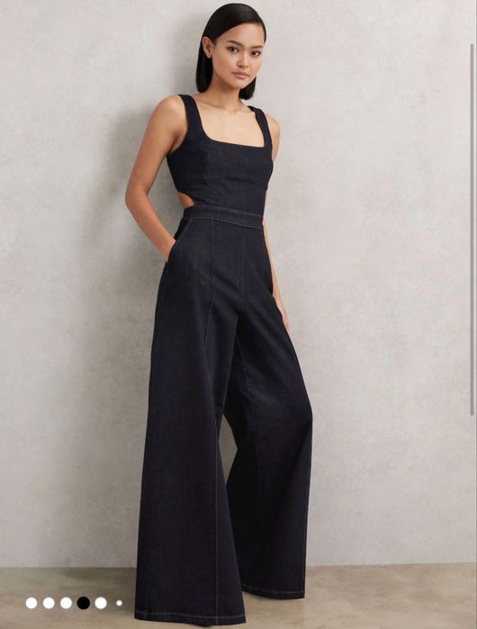 Жіночий джинсовий комбінезон Reiss Dionna Wide-Leg Cut-Out