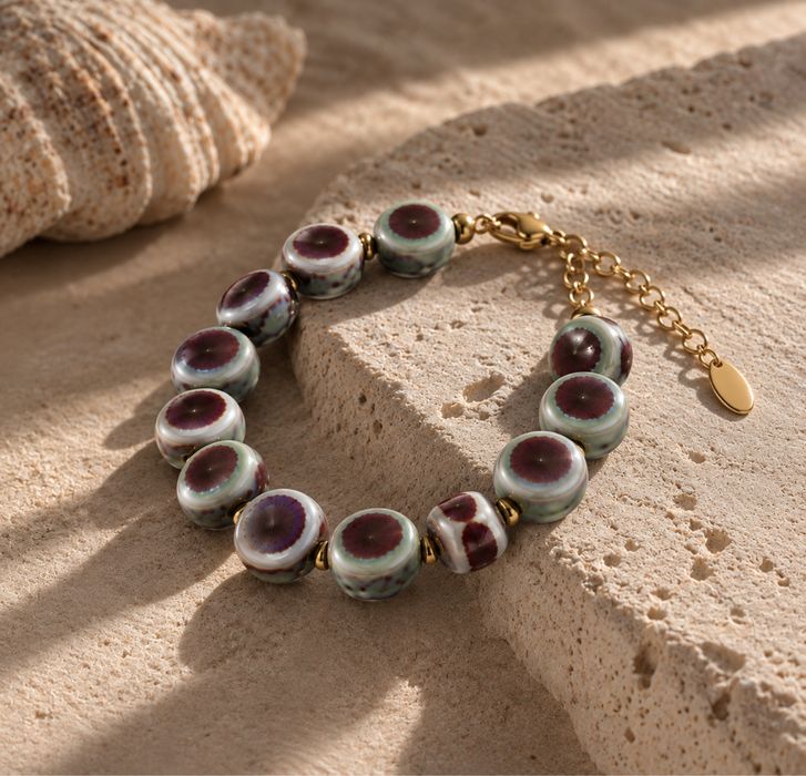 MOSS BLOOM Hand-Painted Ceramic Bracelet