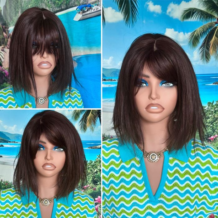 Натуральная накладка топпер кожа шёлк славянка волос темный шоколад