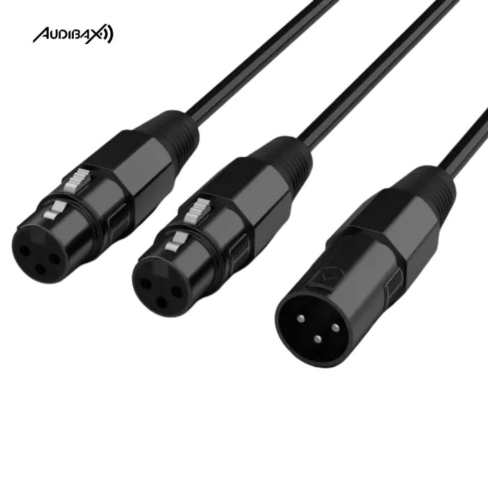 Audibax Silver Black Cable 2 XLR macho para 1 XLR fêmea 20 cm