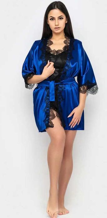 Жіночій домашній шовковий халат 42/44/46/48/50/52/54/56