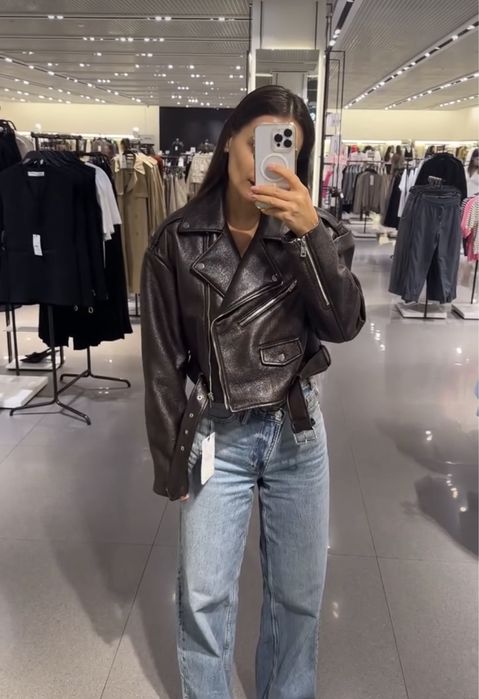 Продам трендову шоколадну косуху/шкіряну куртка